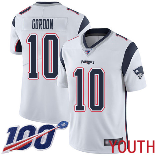 New England Patriots Football 10 Vapor Untouchable 100th Season Limited White Youth Josh Gordon Road NFL Jersey